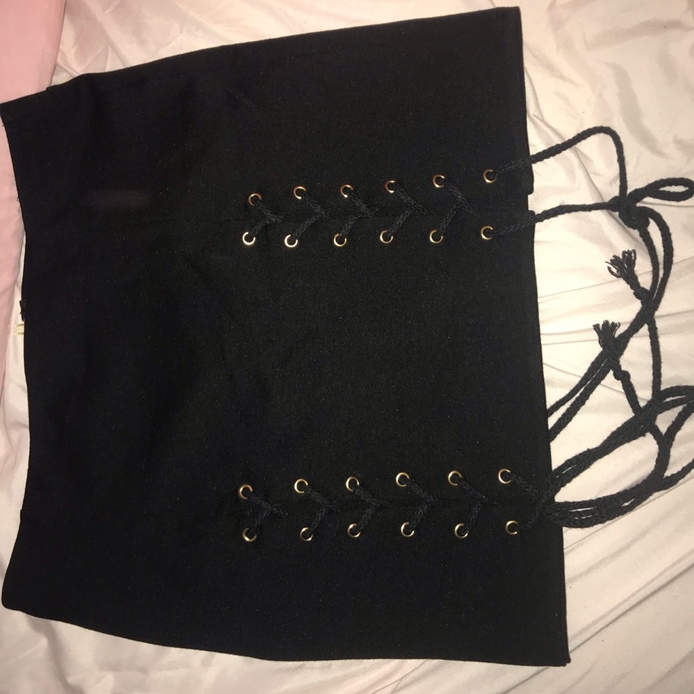 Black lace up skirt